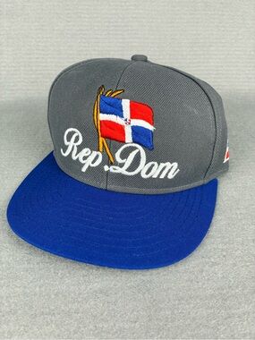 Rep Dom Flag Snapback Hat - Gray Crown with Blue Brim